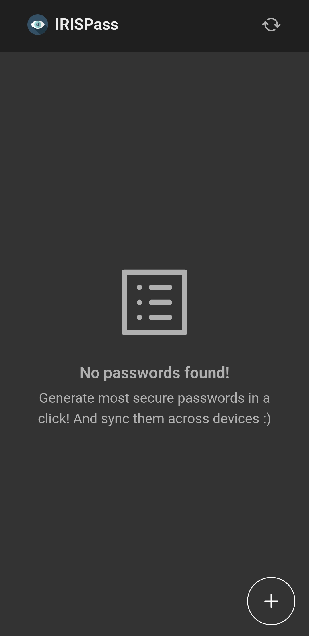 IRISPass password dashboard